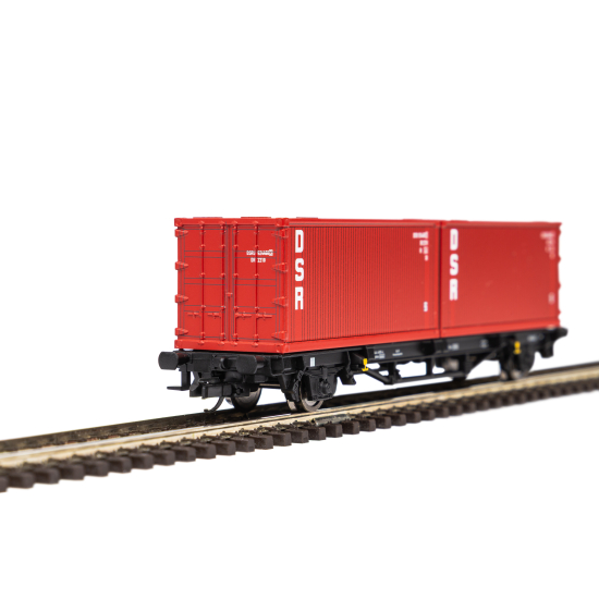 PIKO 47727 – Wagon kontenerowy DR z 2 kontenerami DSR, Epoka IV (TT, 1:120)
